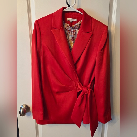 Preston & York Jackets & Blazers - Preston and York Red Women's Point Collar Jacket w/Side Tie Detail, Sz 10